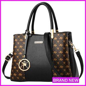 Large PU Leather Satchel Tote Bag with 7 Pockets Shoulder Crossbody